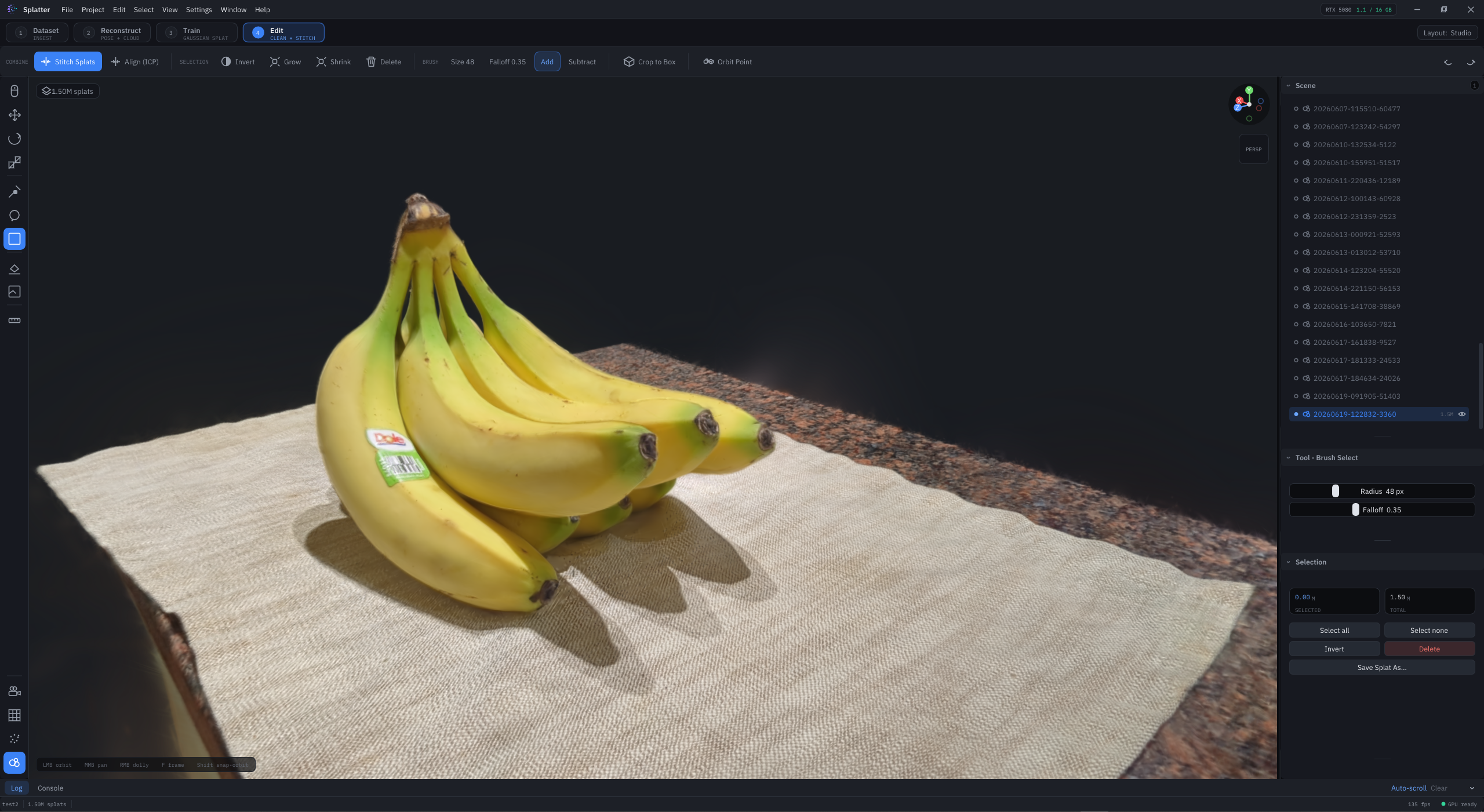 Splatter editing a photoreal banana Gaussian splat